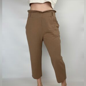 CUYANA Ponte Paper Bag Tapered Trouser Organic Pima‎ Cotton Size Large Tapered